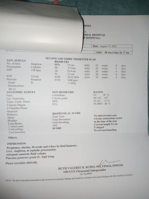 Ultrasound and Lab tests Results