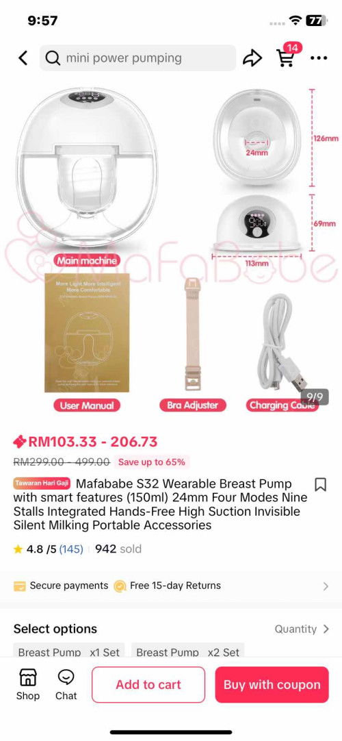 Breastpump prelove