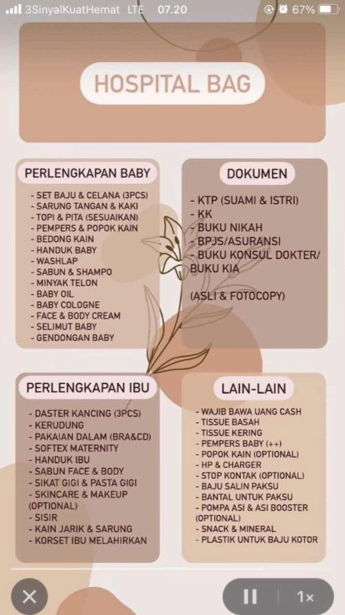 Perlengkapan hospital bag