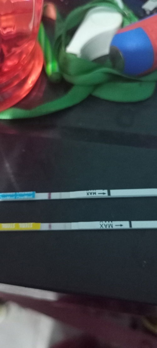 Di tespek garis 2 ... Sampai 5 merk berbeda tetap garis 2.umur 6 Minggu.tapi di USG belum kelihatan