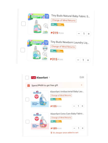 Mga mommy ano po magandang laundy w and fabric softener maganda sa new born? Tiny buds or Kleenfant?