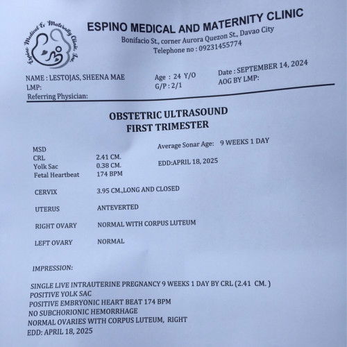 CRL 2.41cm 9weeks/1day
Normal po ba sukat ni baby sa weeks nya?