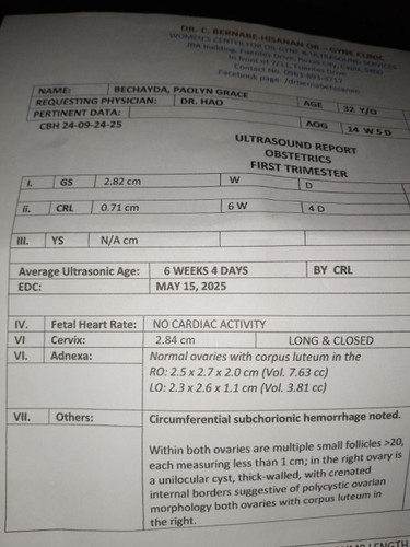 FTM po nagpa serum last Aug 18. Positive at nagpa ultrasound sa radiosonologist 7W&6D pregnant