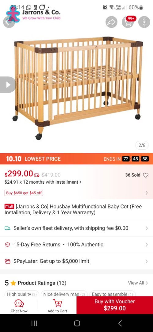 Between the happy cot 7 in 1 and Housebay Cot from Jarron's , which would be a better choice ?