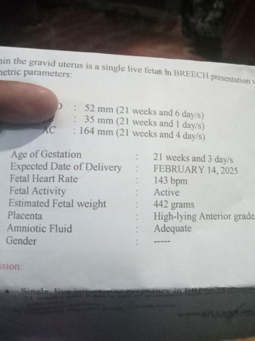 Ultrasound estimate fetal weight