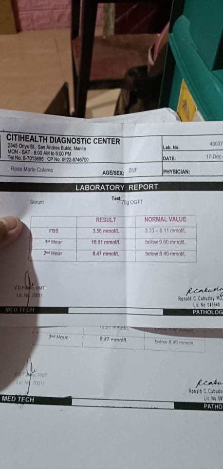 75g OGTT RESULTS 26WEEKS