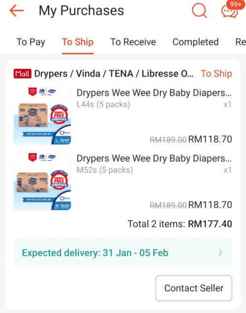 WEE WEE DRY DIAPERS RM17.70 X 1PACK