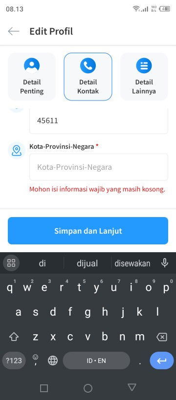 Cara ngisi kota, kabupaten,dan negara di aplikasi ini gmn yah