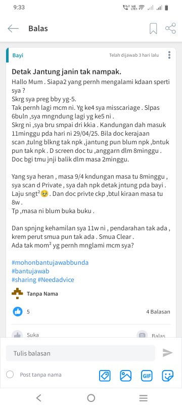Jantung baby masi blum boleh nampak🥲
