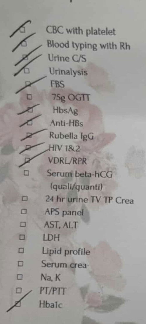 LAB TESTS 1ST TRIMESTER