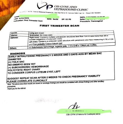 Subchorionic hemorrhage 5 weeks
