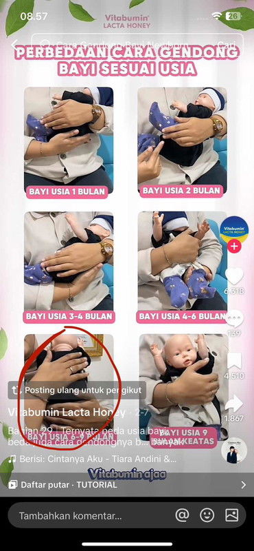 bayi 1 bulan maunya digendong berdiri