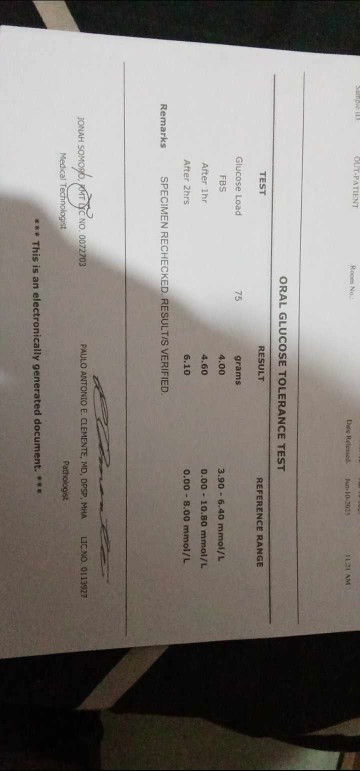 GDM diet and Blood result