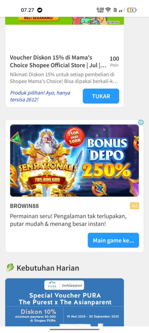 Iklan judol di aplikasi TAP