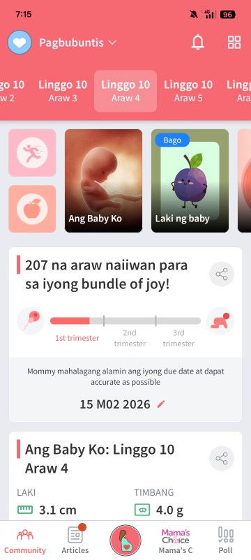 Mga mhi bkt kaya sa tracker na are 10 lingo at 4 ba Araw eh 7 na lingo at 4 na araw palang baby ko