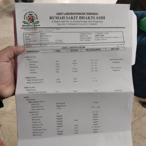 Hasil cek lab tm3
