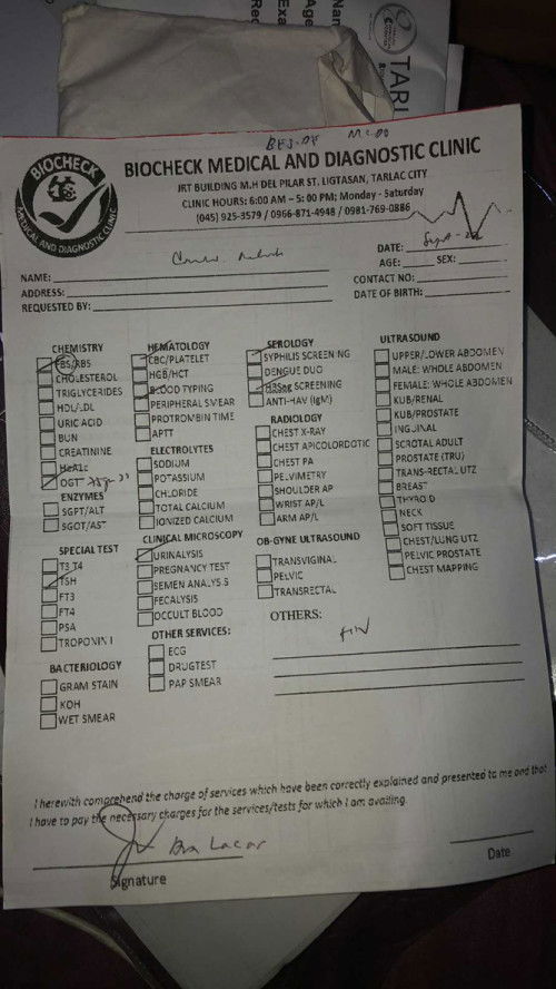 Blood Chem sino po dito pinag fasting?