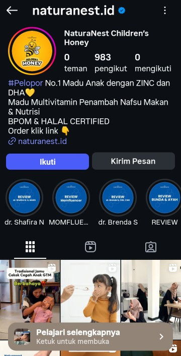 Madu untuk anak