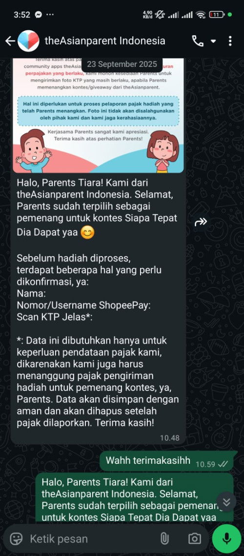 Bener ga ya? Dapet hadiah kontes