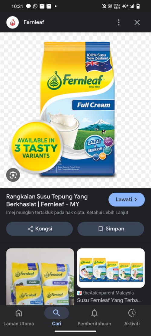 Cara bancuh susu Fernleaf fullcream