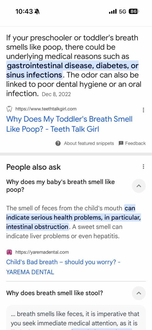 baby breath smells like poop