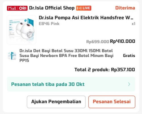 Pompa asi dr.isla jual baru belum buka plastik