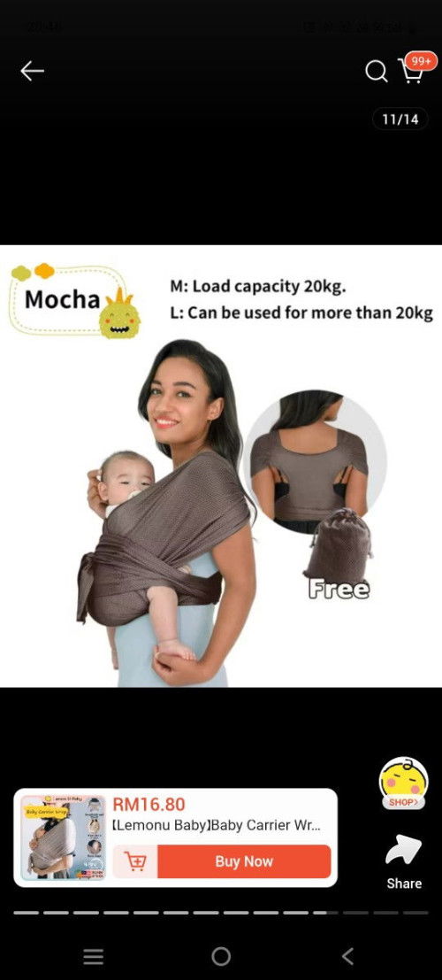 Baby carrier kain untuk baby 6m (7kg+)
