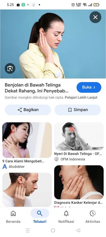 Tm 1 awalnya skit gusi Bun dn Dh sembuh trus skrng mlah bawah telinga