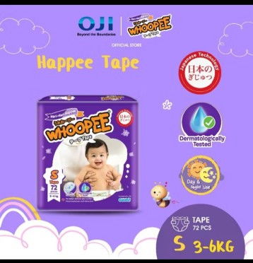 Diapers whoopee happee tape size s untuk di jual