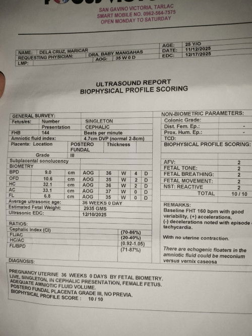 Ask ko lang po kung normal po ba yung result ng ultrasound ko