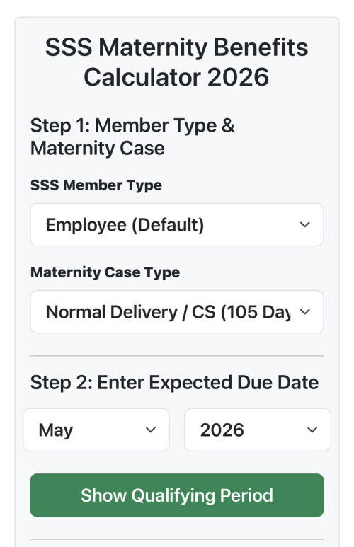 SSS Mat Benefit Calculator