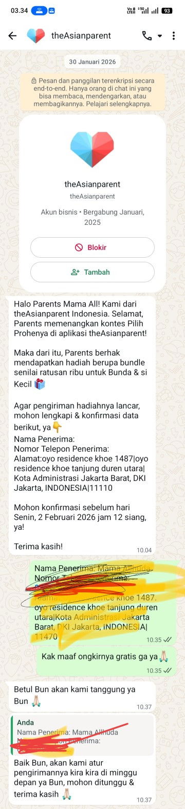 Hadiah pemenang dari The Asian parents