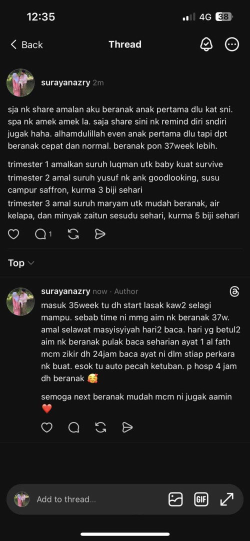 saja nk share amalan peknen anak first dulu