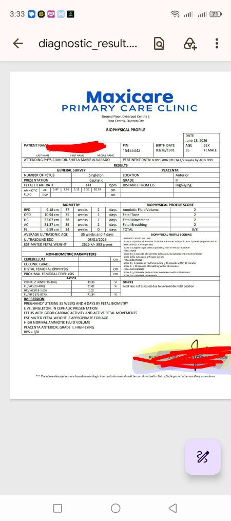 Base un my Edd 35 weeks and  4 days na pero 1 cm na po.