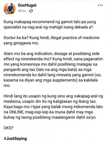 Huwag basta basta magrecommend ng gamot lalo na sa mga baby at bata.