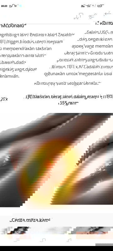 Rumus menghitung taksiran berat janin