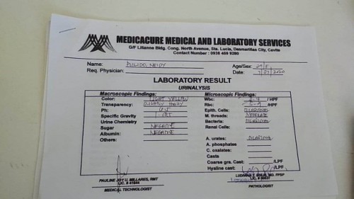 urinalysis result