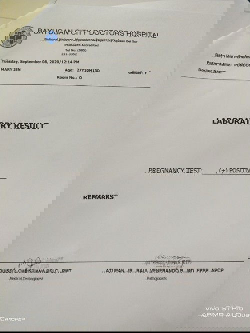 First time pregnant po ako, taz nagpa check up ako itu Ang results.. 100% sure na po ba tu?