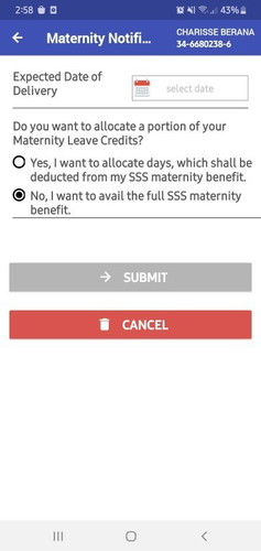 SSS MATERNITY NOTIFICATION