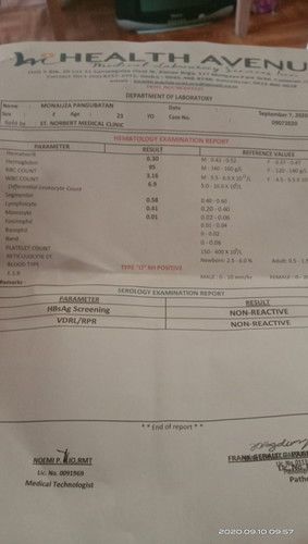 blood result