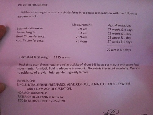 27weeks and 6days age of gestation.