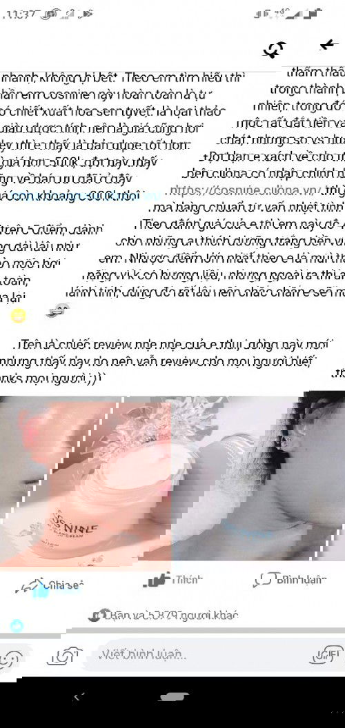 Còn 2th nữa đi làm. Mình muốn sử dụng kem dưỡng cos nine của Hàn ai sử dụng rồi cho mình biết với ạ