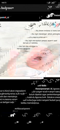 "Jangan digendong melulu nanti anaknya bau tangan! "