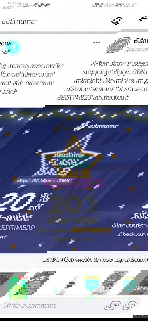 Edamama 20% Sale Tonight only up to 12am