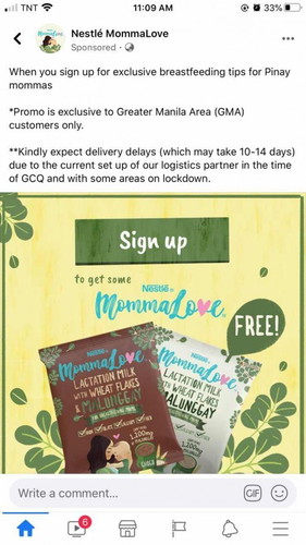 Free item from Nestle MommaLove