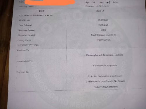 Urine Culture result