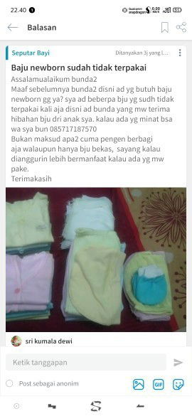 Baju newborn sudah terpinang