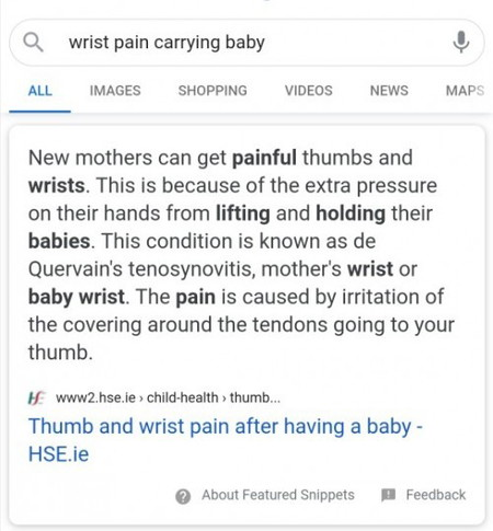 Wrist pain 1st time mom