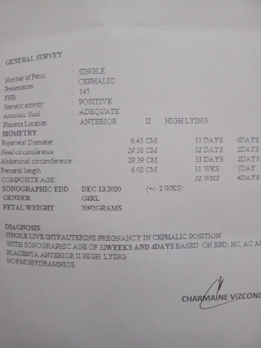 Ultrasound report