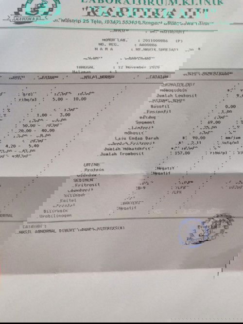 HB rendah trombosit rendah